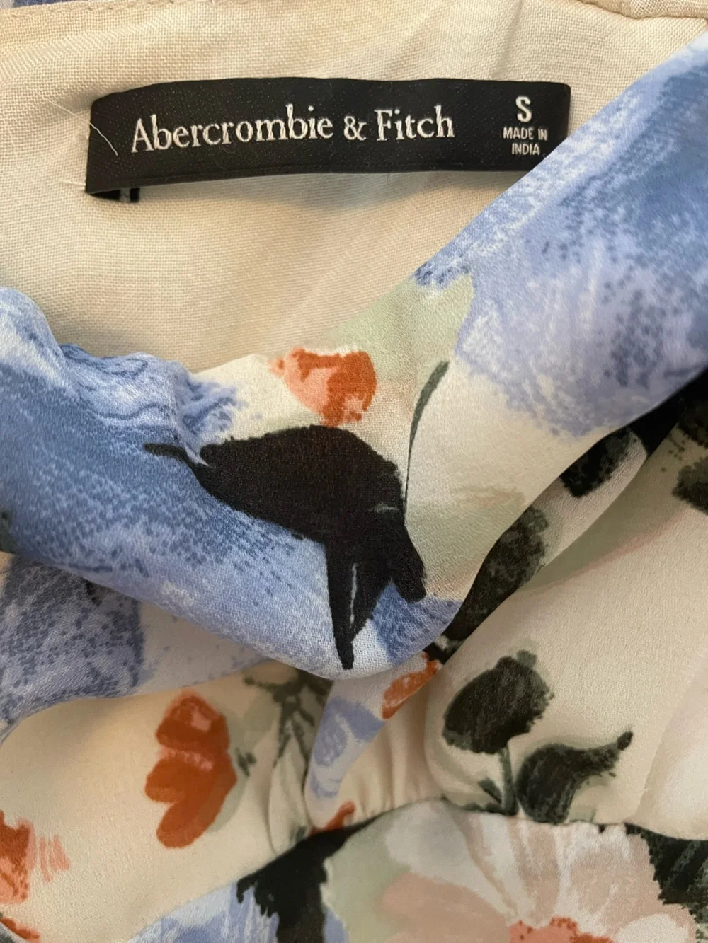 Abercrombie Floral Dress in Cream and Blue